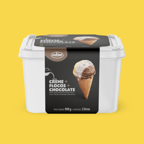 CREME, FLOCOS E CHOCOLATE - POTE DE 2 LITROS
