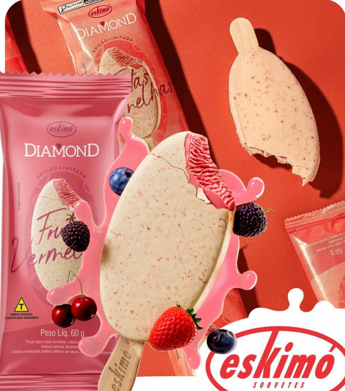 Frutas Vermelhas - Picolé Diamond